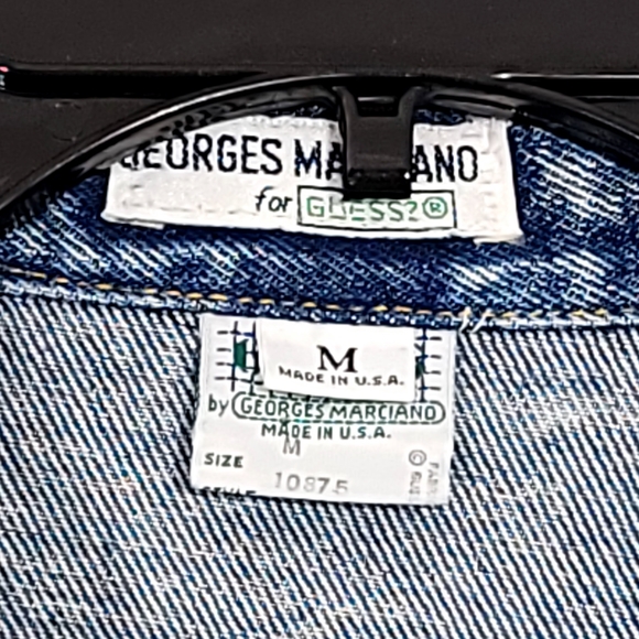 Guess Vintage 80s Acid-Washed Trucker Jacket/ Guess Striped Crewneck Men' Medium - Picture 9 of 16